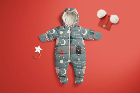 موکاپ لباس سرهمی زمستانی نوزاد | Baby Snowsuit Mockup Set (13/LFv.2)
