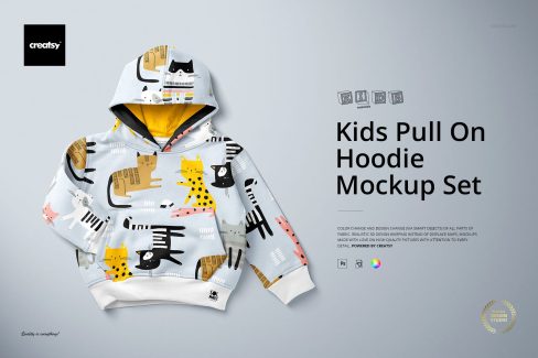 موکاپ هودی بچگانه | Kids Pull On Hoodie Mockup Set (18/KEv.1)